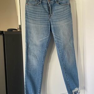 Abercrombie & Fitch Blue Skinny Jeans with Distressed Hem